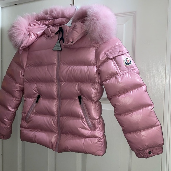 NWOT, MONCLER ENFANT Girls Blush Pink Bady Fur Coat - Picture 4 of 7